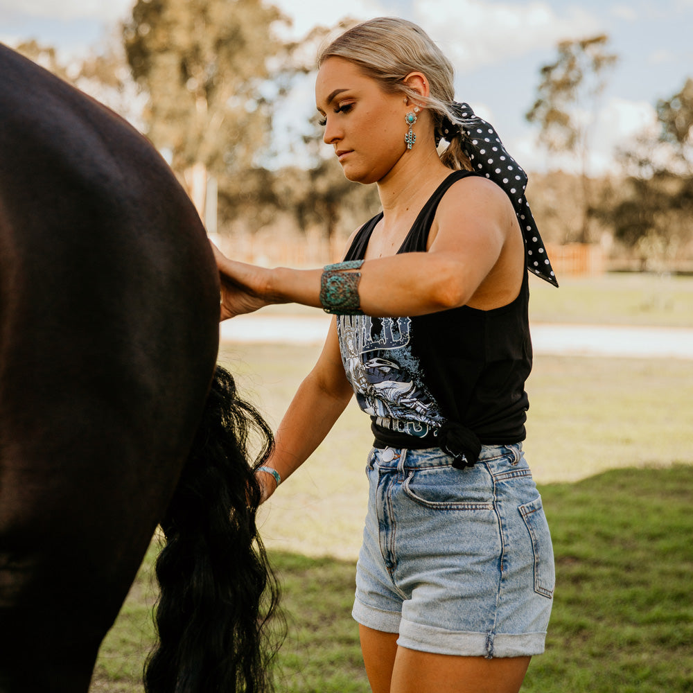 Wild & Western Ladies Black Singlet